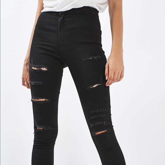 Topshop Pants - Topshop Jamie Black Ripped Skinny Jeans